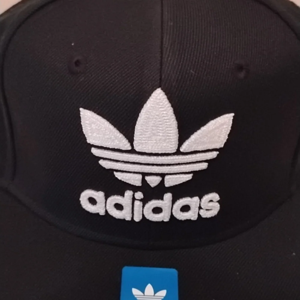 Adidas Classic Black Cap with White Logo, Snapback, Flat Bill, New